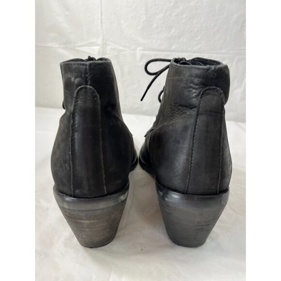Topshop Able Black Nubuck leather Combat Ankle Boot Size 8.5 Lace Up - Picture 12 of 13